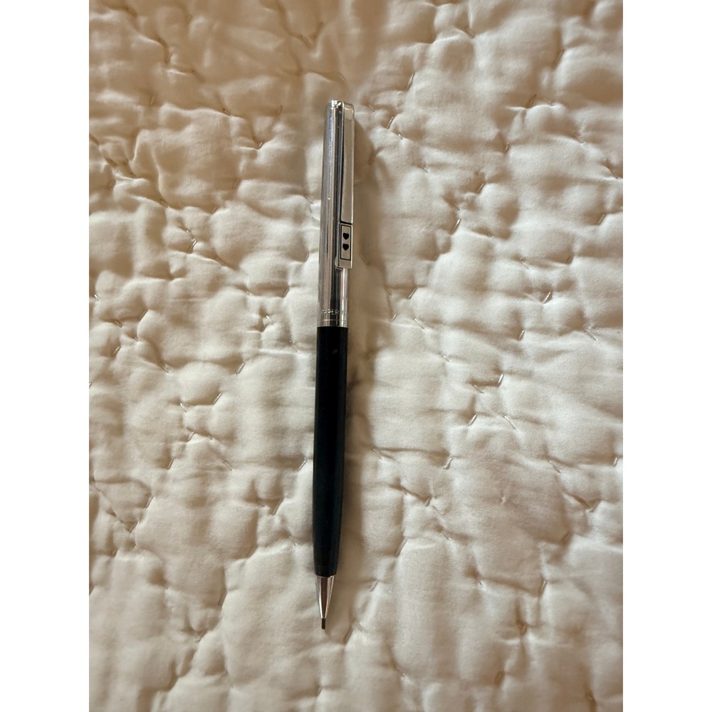 Vintage Paper Mate Mechanical Pencil Chrome and Black Double Heart Logo Slim